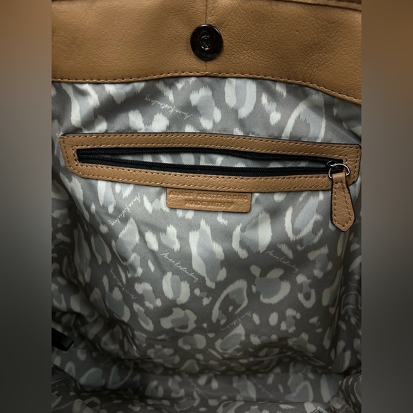 Aimee Kestenberg Tan Leather Tote Bag 15 x 12 x 5"Front Pocket Mag Closure NEW - Picture 6 of 15